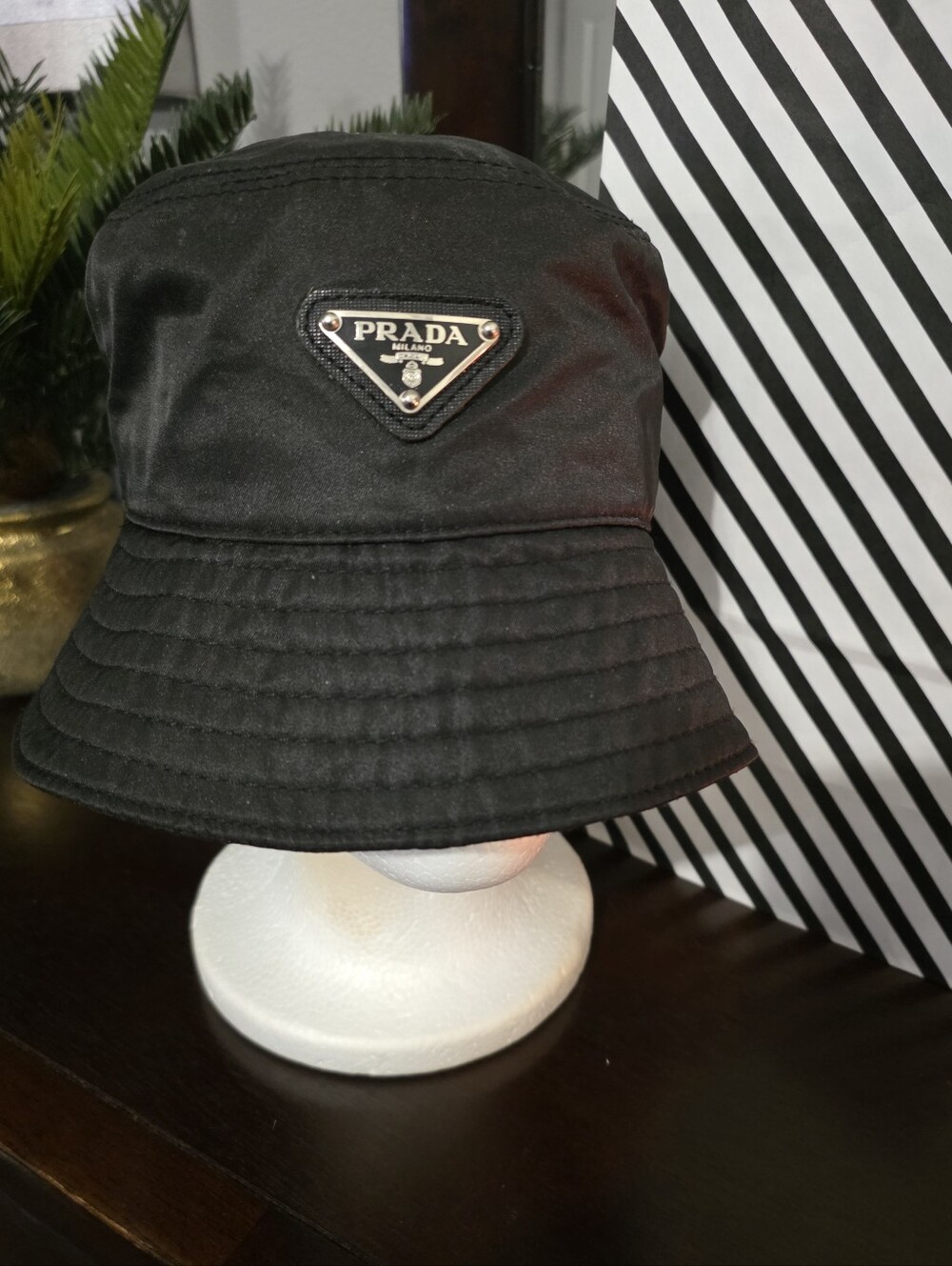 Prada Re-Nylon Black Bucket Hat. Medium Fit. Made In Italy. Dry Clean Only.